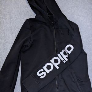 Adidas black zip up jacket with hood